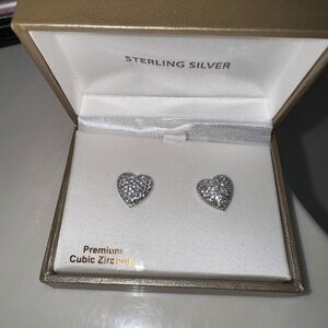 Sterling Silver Heart Cubic Zirconia Earrings!